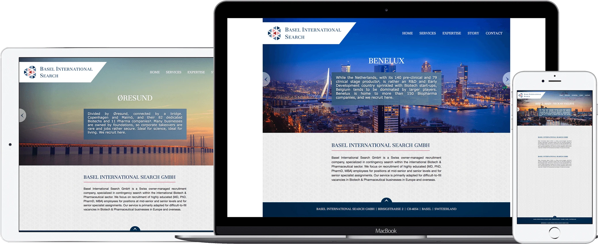 Basel International Search veebilehe kujundus — Šveitsi rahvusvaheline värbamisfirma