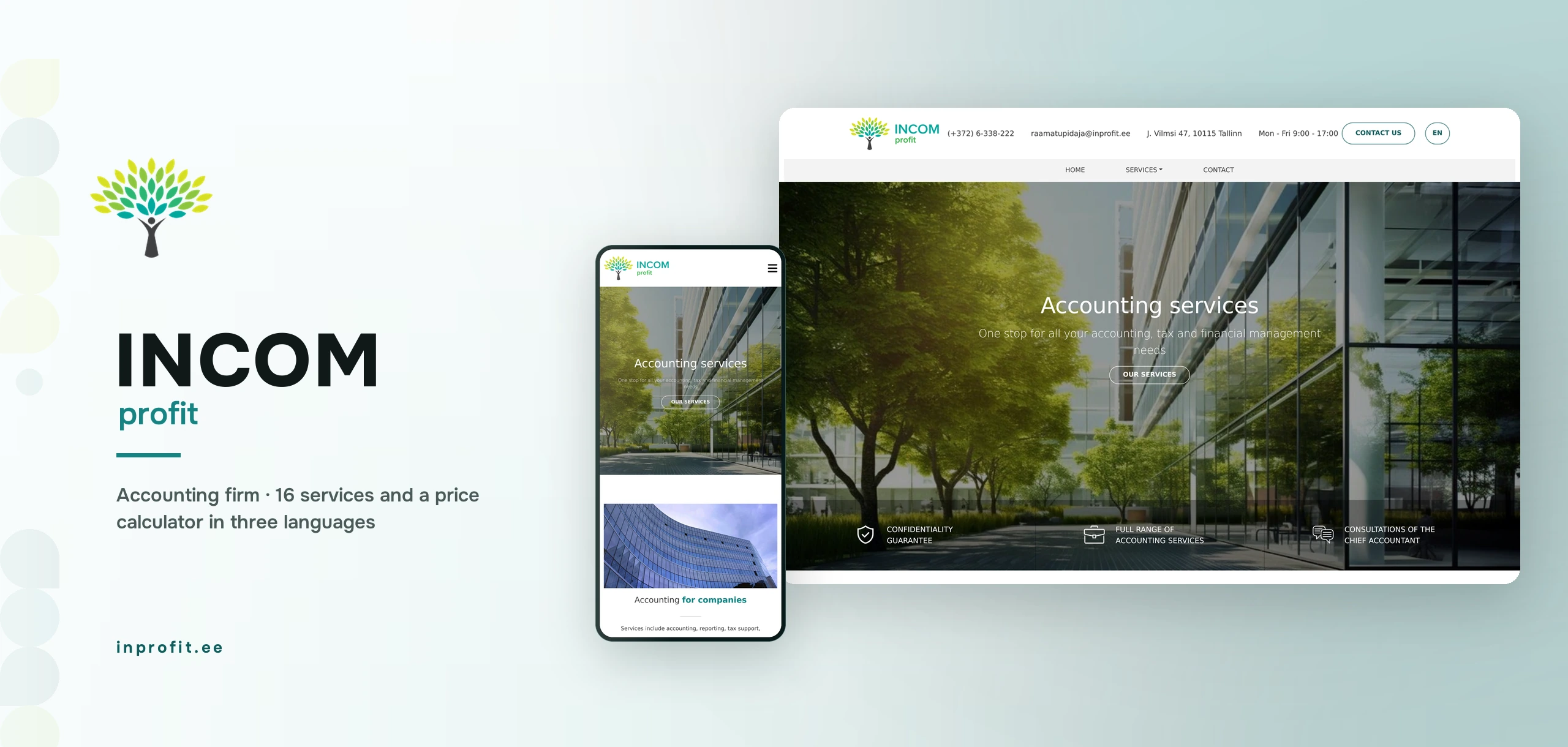 InCom Profit — Accounting firm website with a price calculator