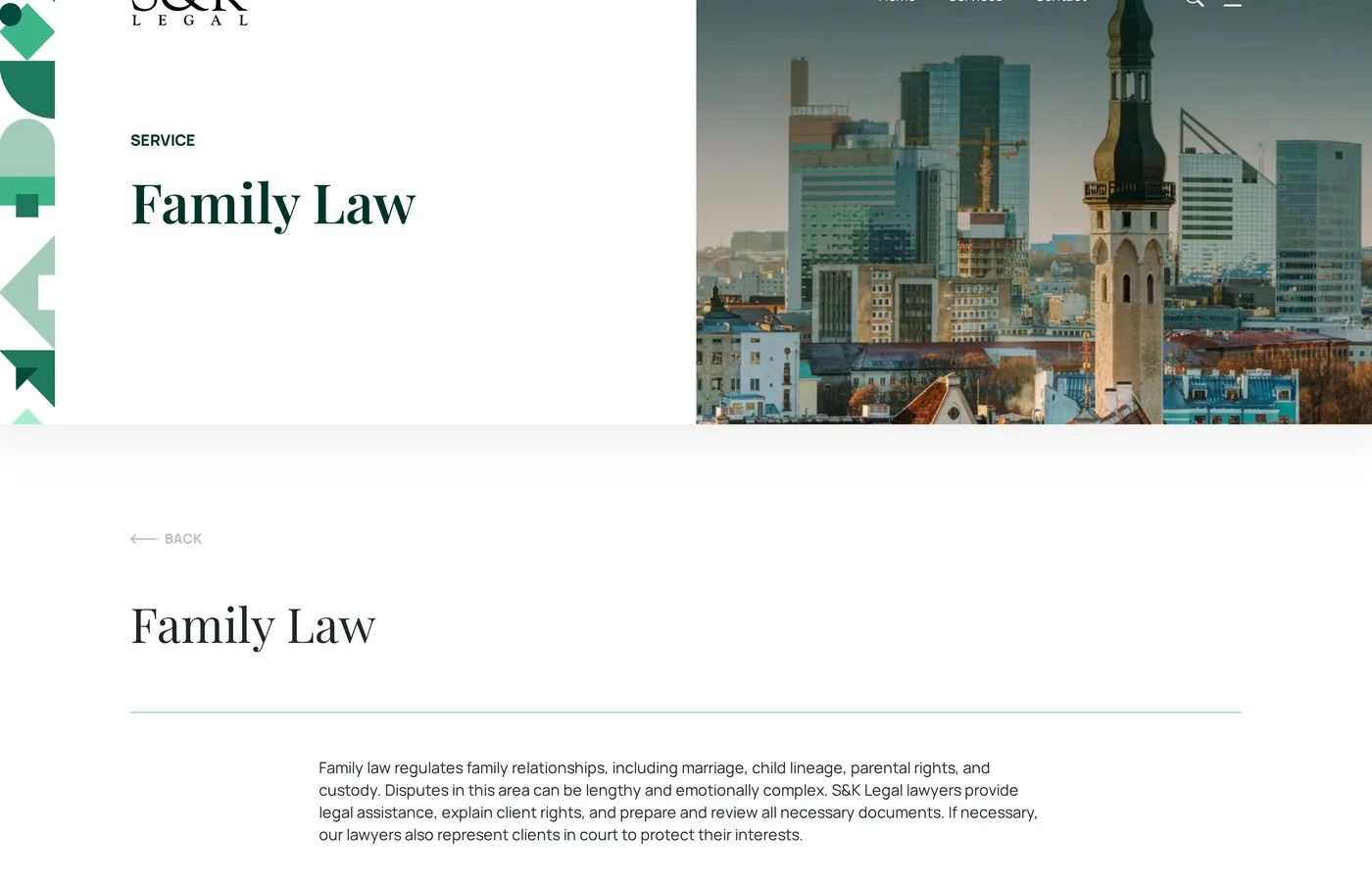 A service page: content, price and an instant enquiry