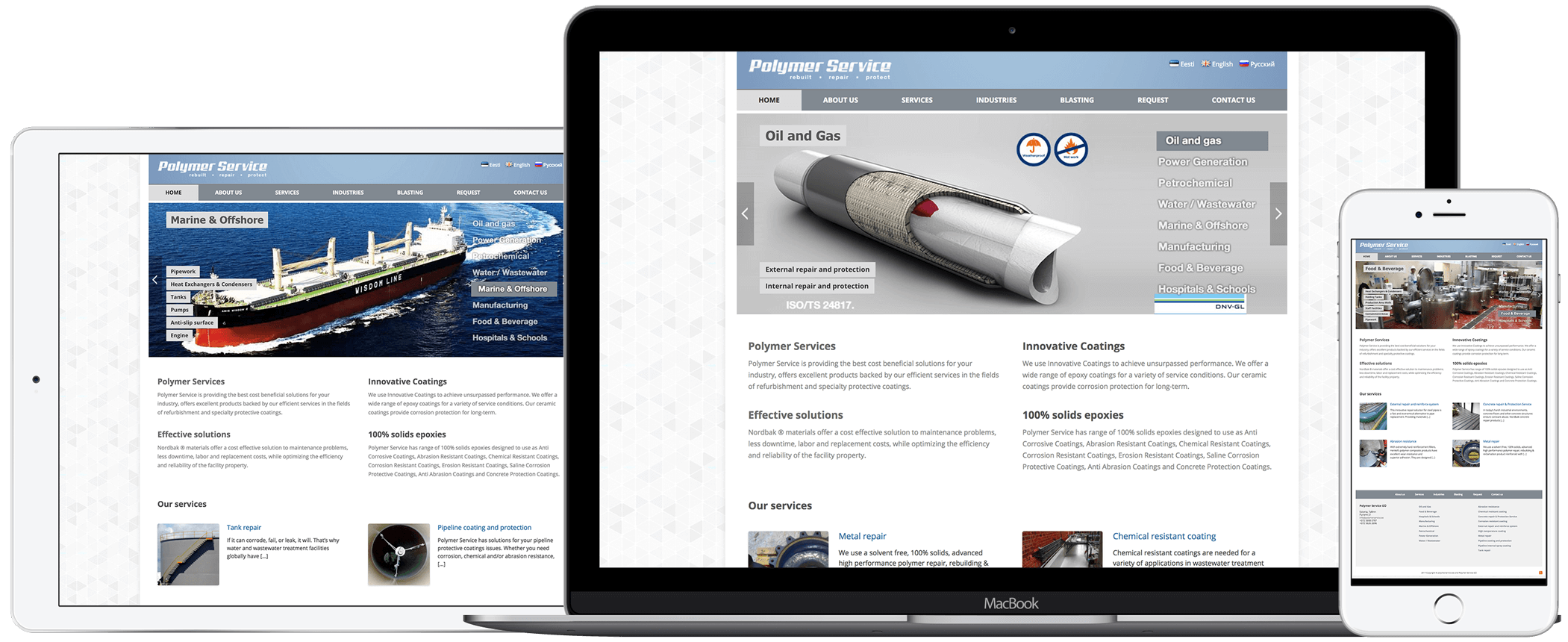 iWeb design for Polymer Service, experts in surface repair and coatings
