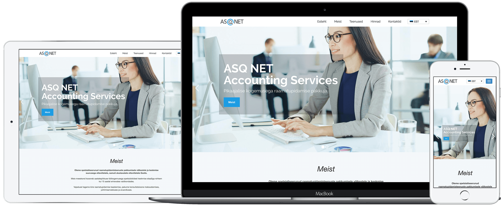 iWebilt pärit ASQ NETi veebilehe avaleht