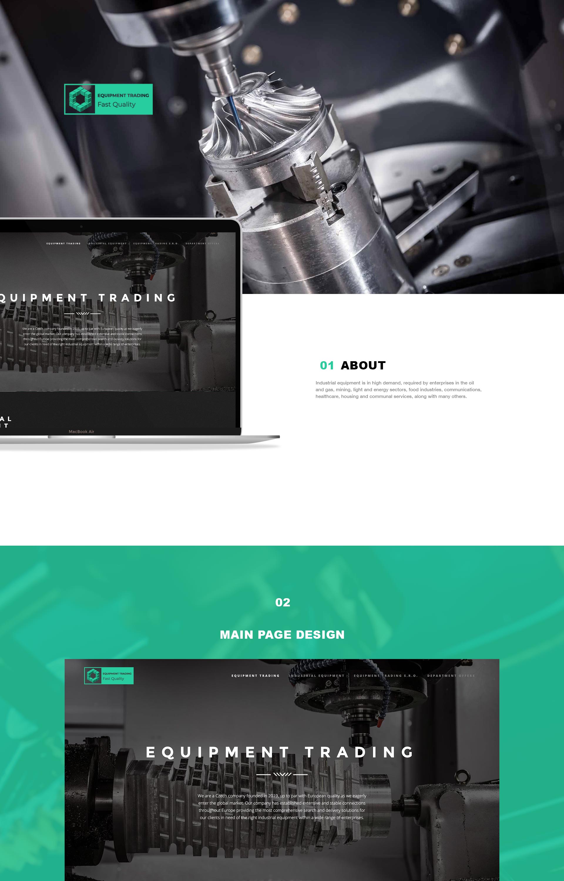Screenshot of Equipment Trading website developed by iWeb, specializing in industrial equipment